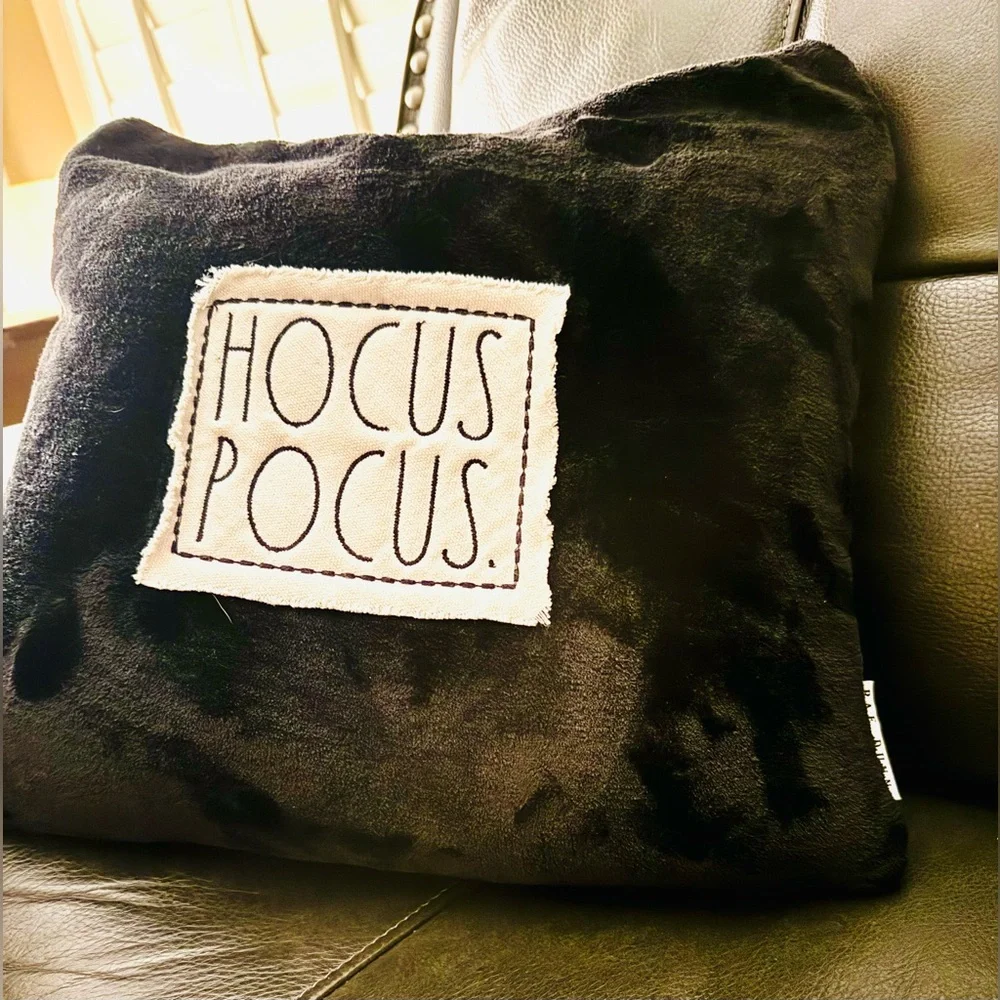 Rae Dunn embroidered accent pillow down filled plush Hocus Pocus Halloween throw